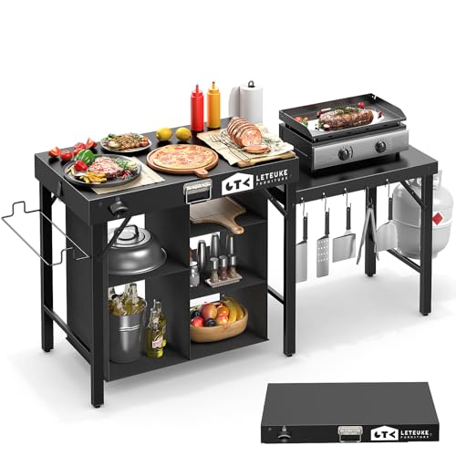 Grill Table for Blackstone Griddle Camping Grill Table Foldable Fits Ninja