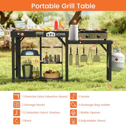 Grill Table for Blackstone Griddle Camping Grill Table Foldable Fits Ninja