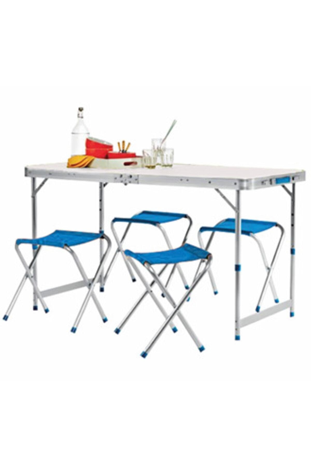 Lightweight Folding Picnic Table & Stool Set – Gray