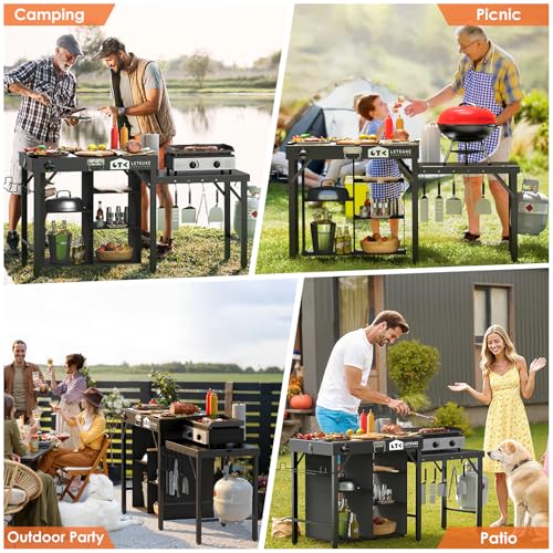 Grill Table for Blackstone Griddle Camping Grill Table Foldable Fits Ninja