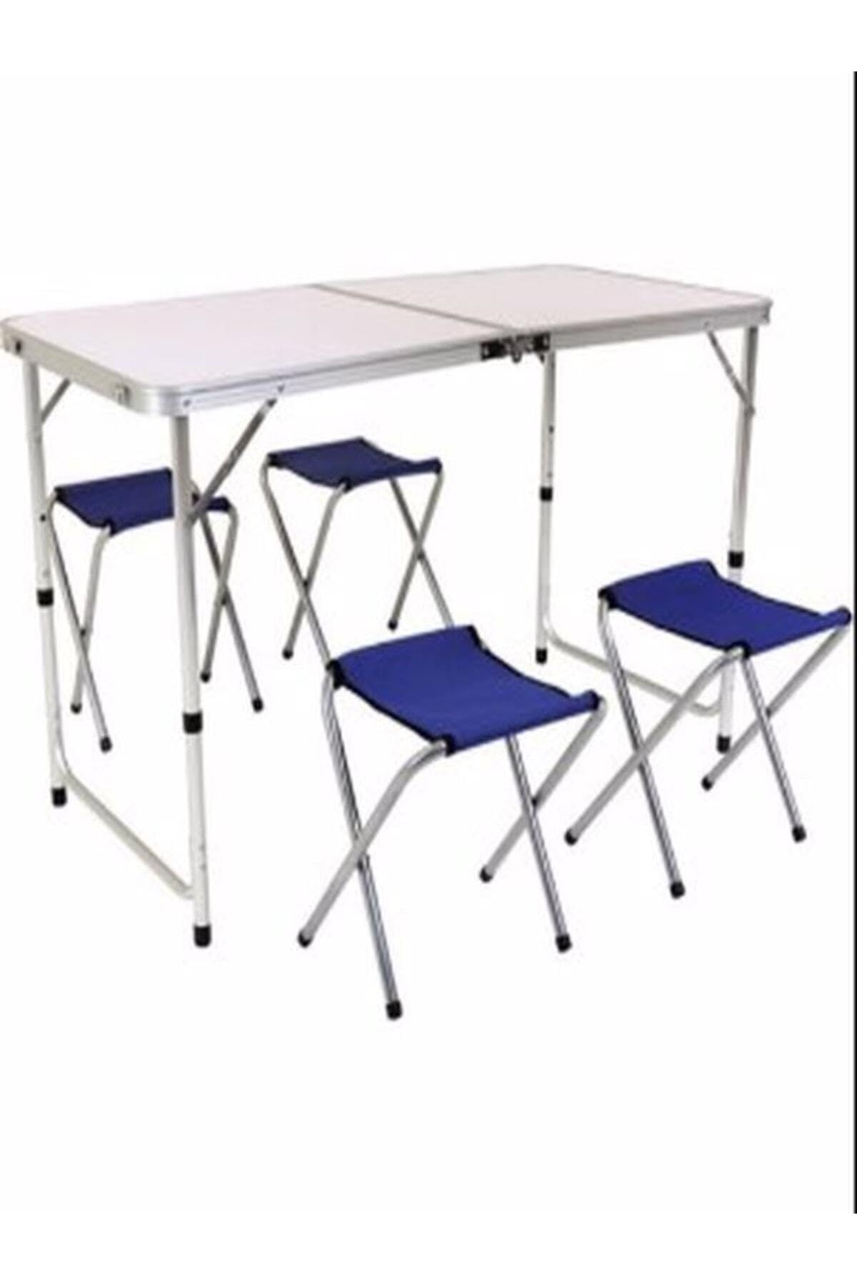 Lightweight Folding Picnic Table & Stool Set – Gray