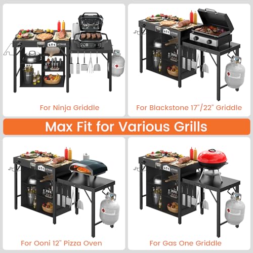 Grill Table for Blackstone Griddle Camping Grill Table Foldable Fits Ninja