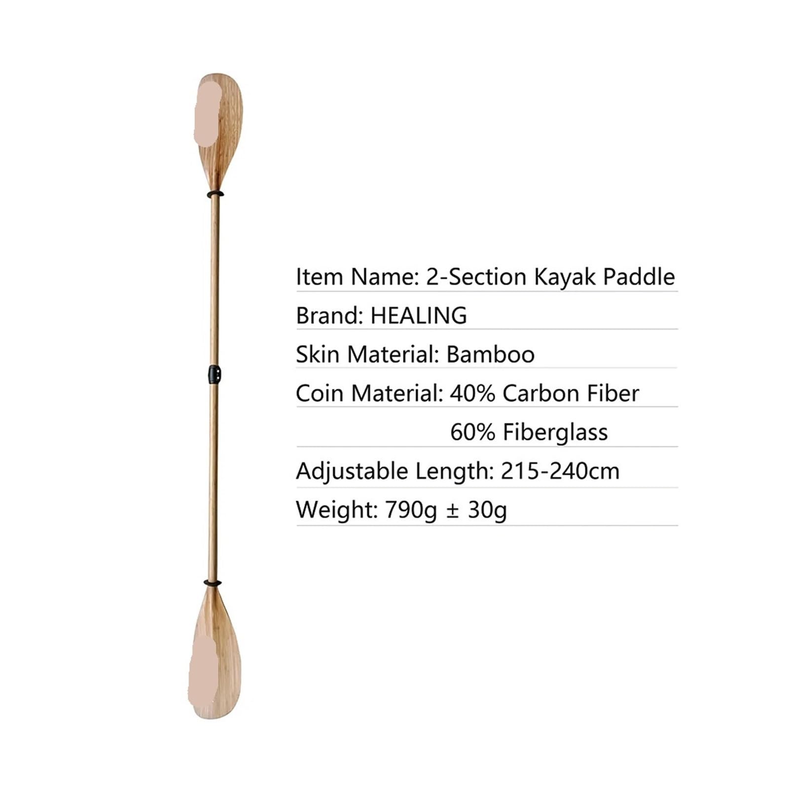Two-Piece Carbon Fiber Kayak Paddle with Double Blades