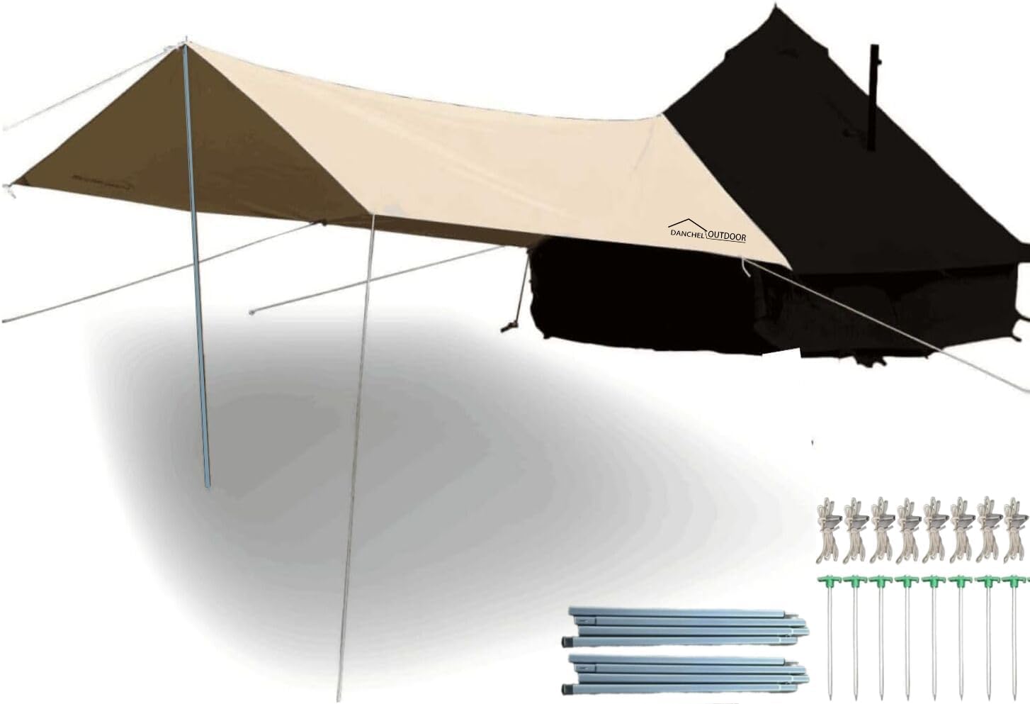 Waterproof 4-Season Camping Awning Tarp with Poles