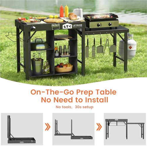 Grill Table for Blackstone Griddle Camping Grill Table Foldable Fits Ninja