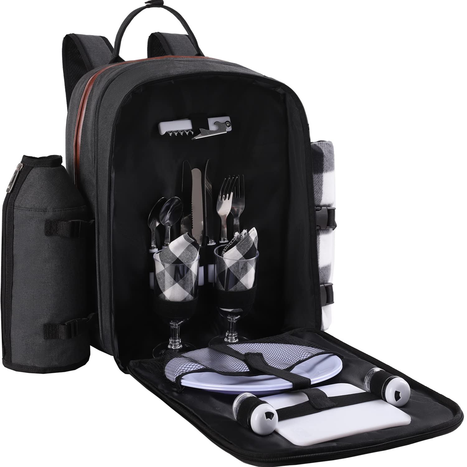 ALLCAMP Picnic Backpack with Blanket & Wine Holder