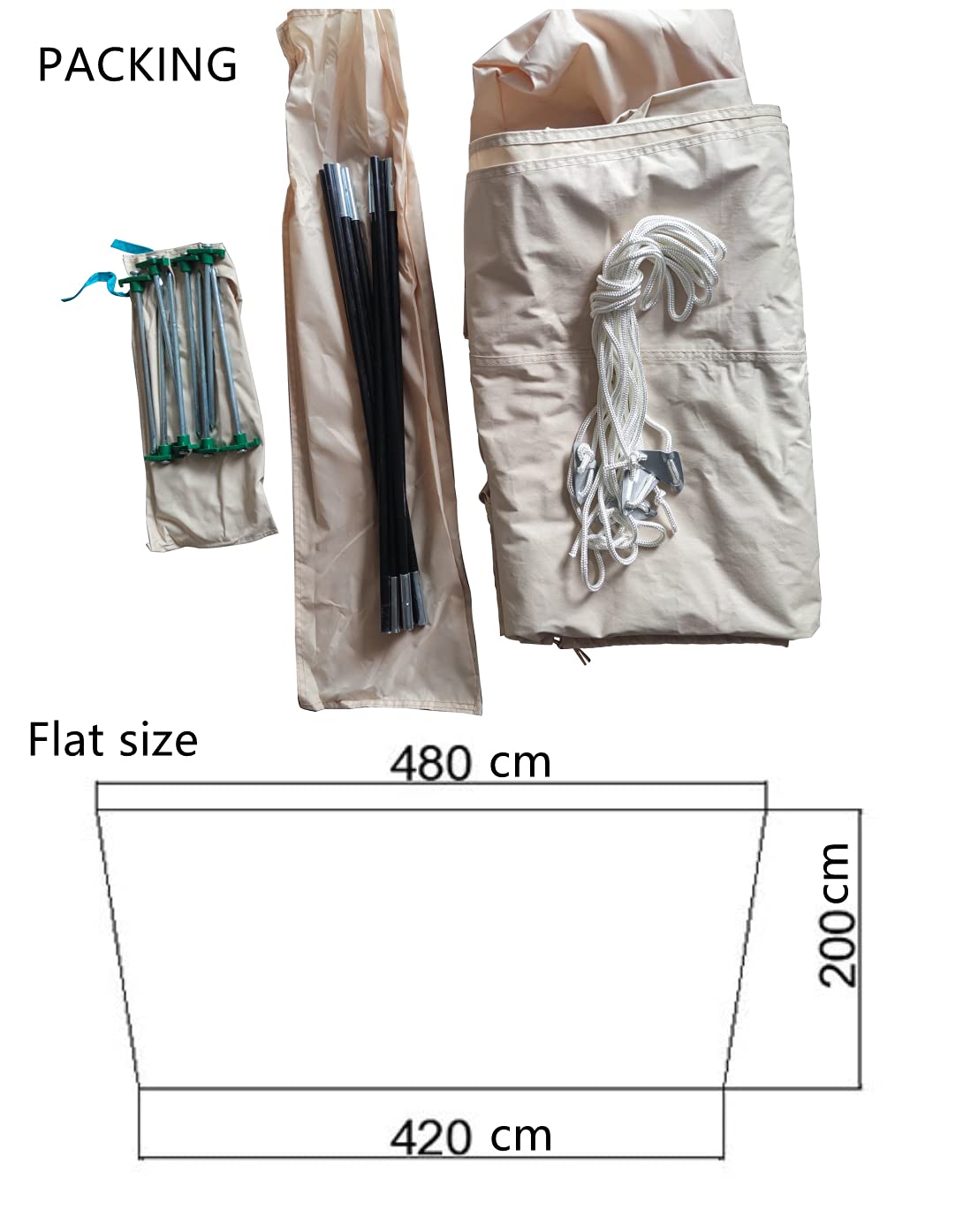 Waterproof 4-Season Camping Awning Tarp with Poles