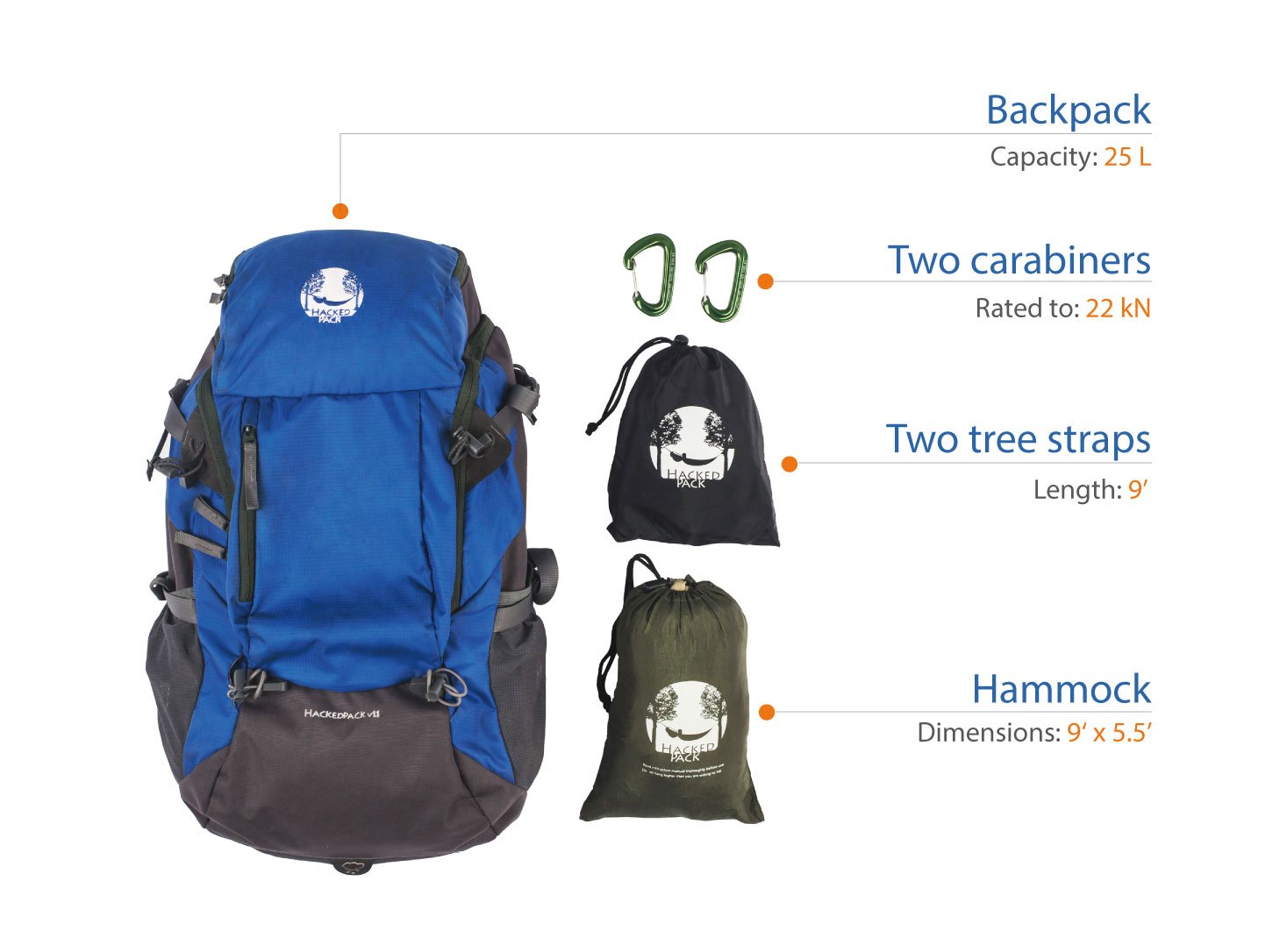 25L Hammock Backpack for Travel & Camping