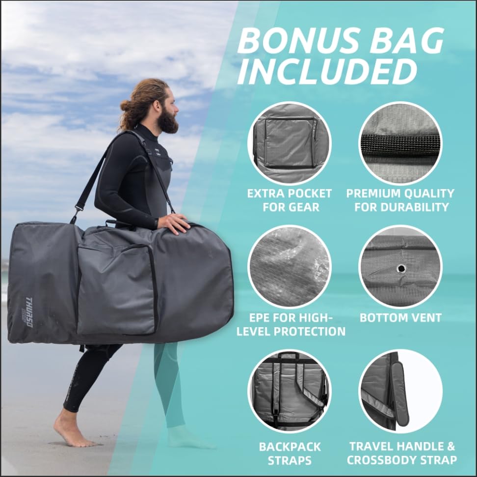 42-Inch Lightweight Bodyboard with Surf Leash & Carry Bag