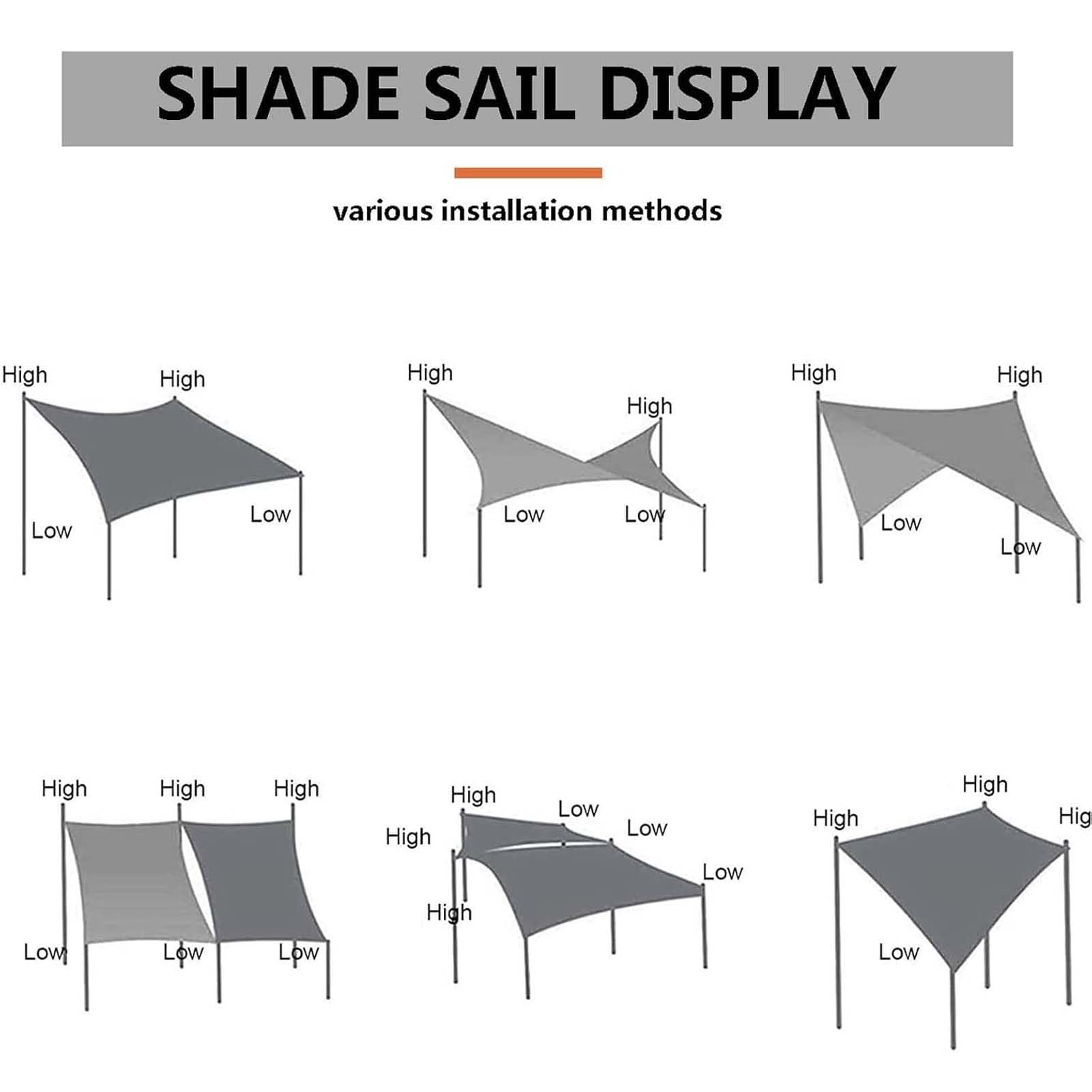 Waterproof Rectangular Sun Shade Sail for Patio & Garden