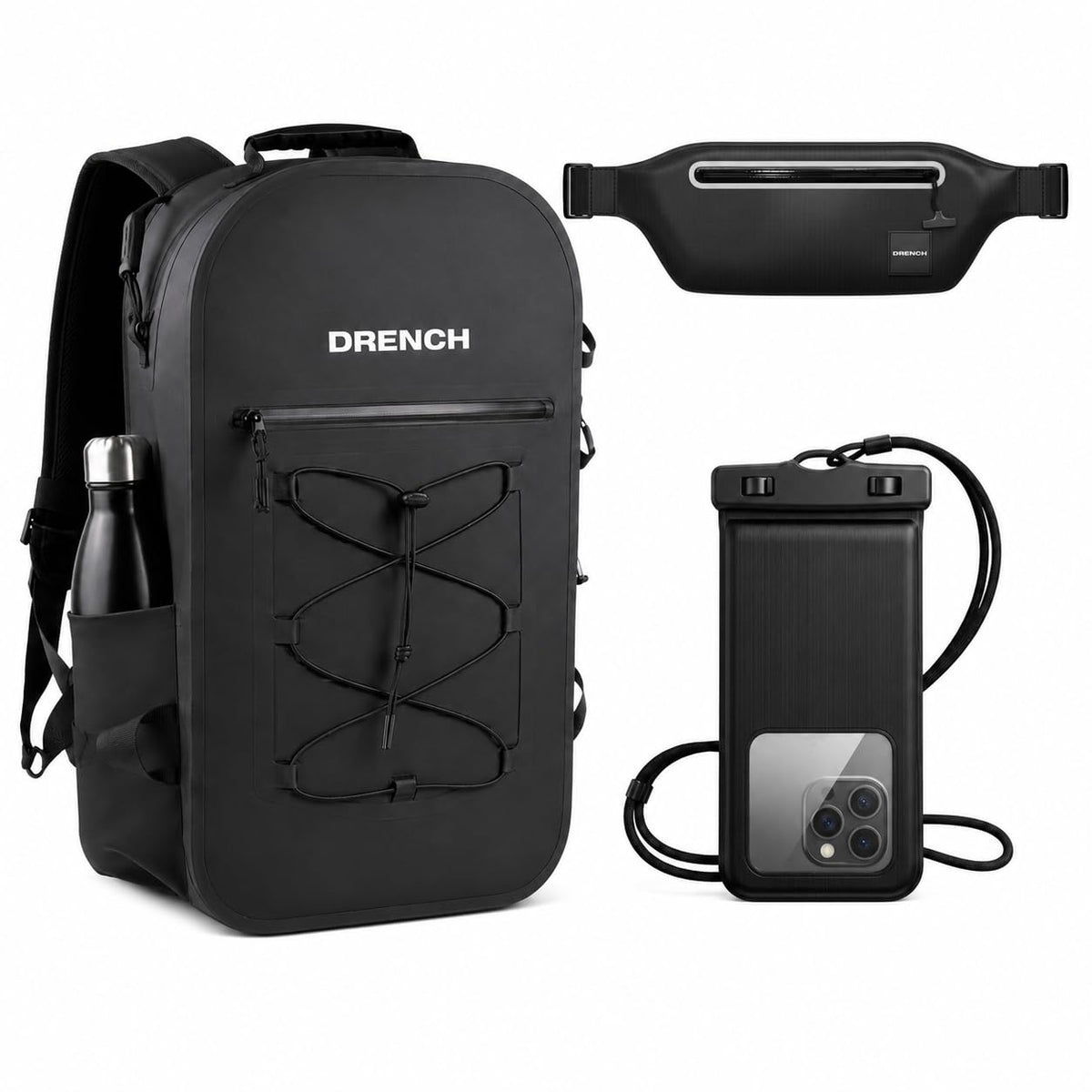 Drench Waterproof Backpack Set 25L with Dry Bag & Floating Phone Pouch
