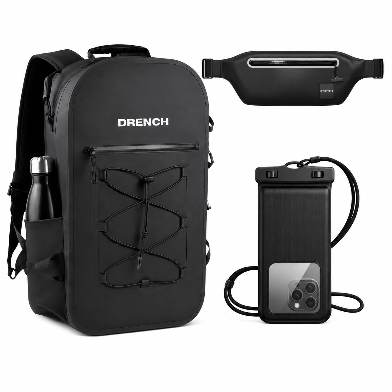 Drench Waterproof Backpack Set 25L with Dry Bag & Floating Phone Pouch