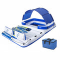 Floating Island Pool Lake Raft Lounge with 6 Cup Holders, Backrests