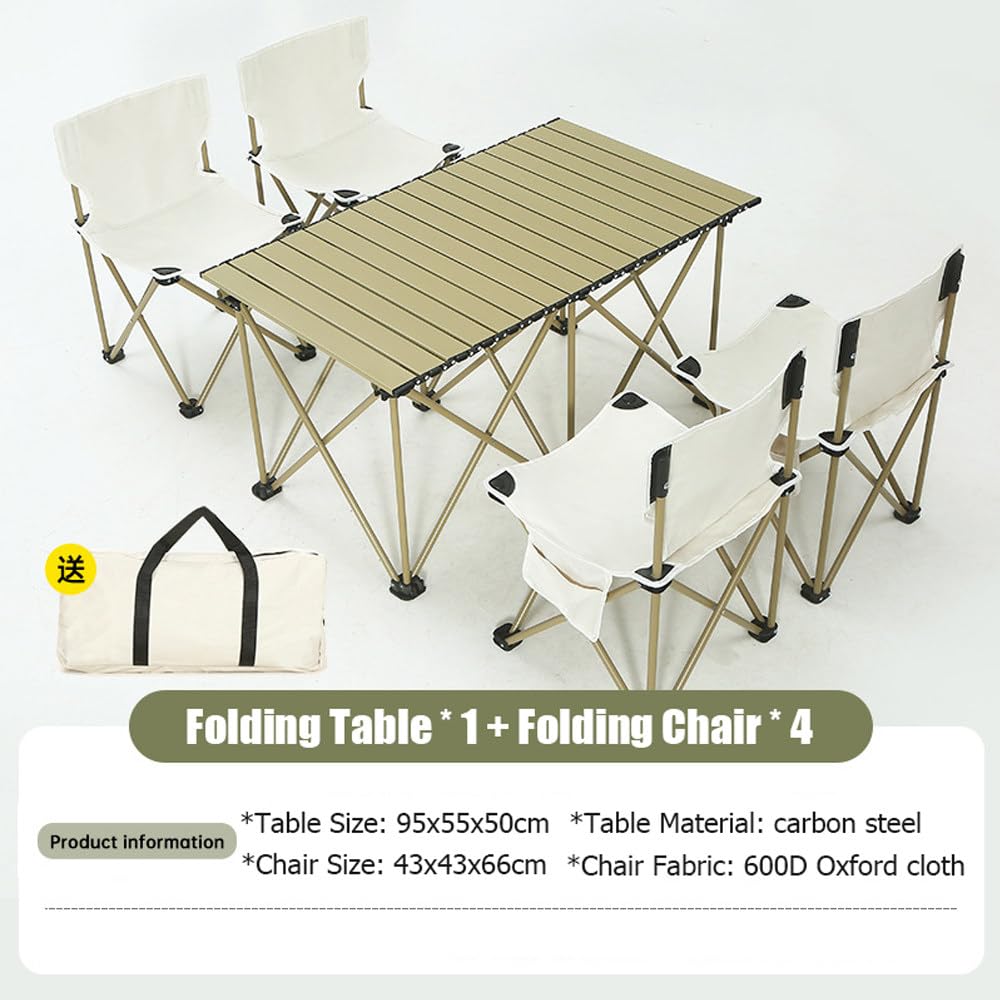 5-Piece Lightweight Folding Camping Table & Chair Set