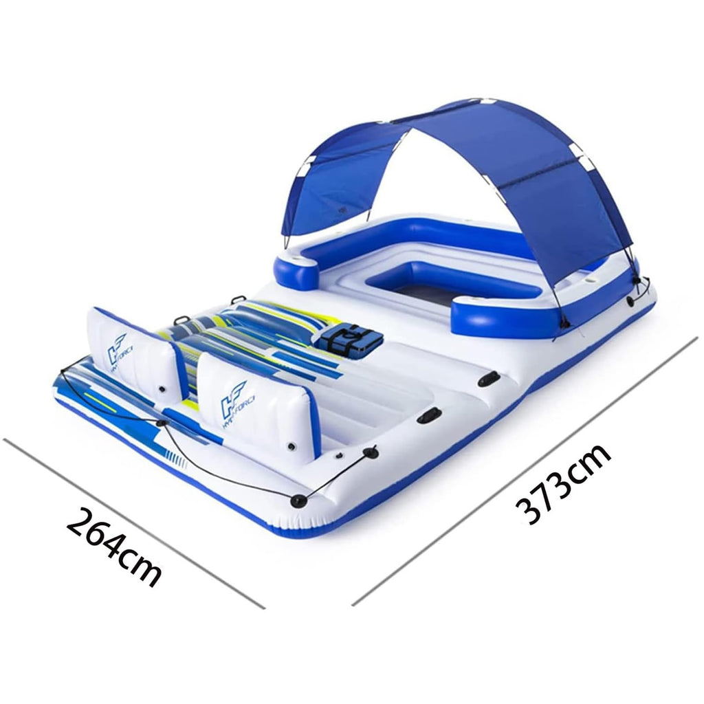 Floating Island Pool Lake Raft Lounge with 6 Cup Holders, Backrests