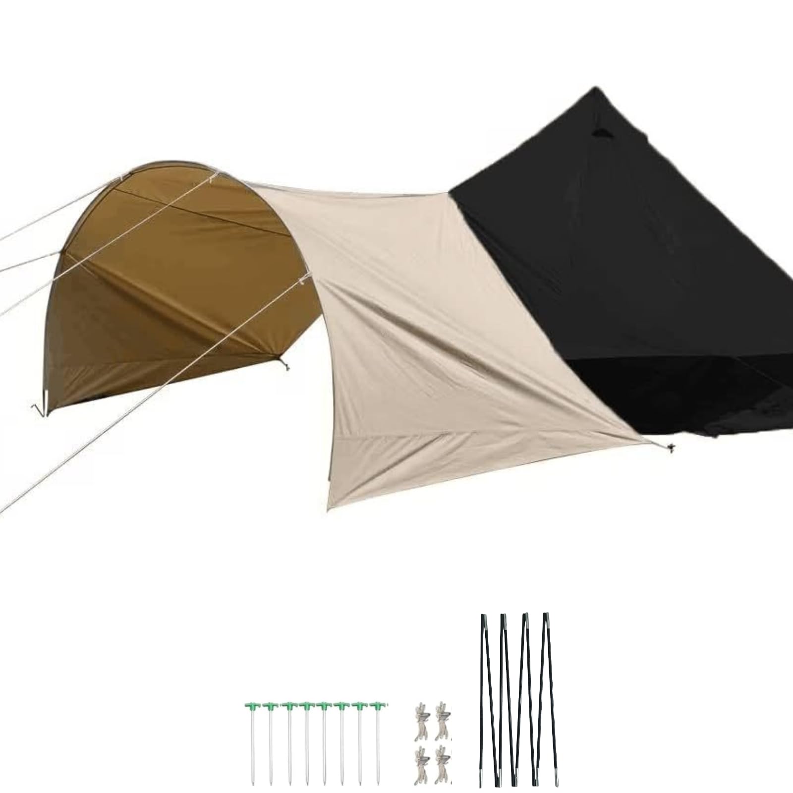 Waterproof 4-Season Camping Awning Tarp with Poles