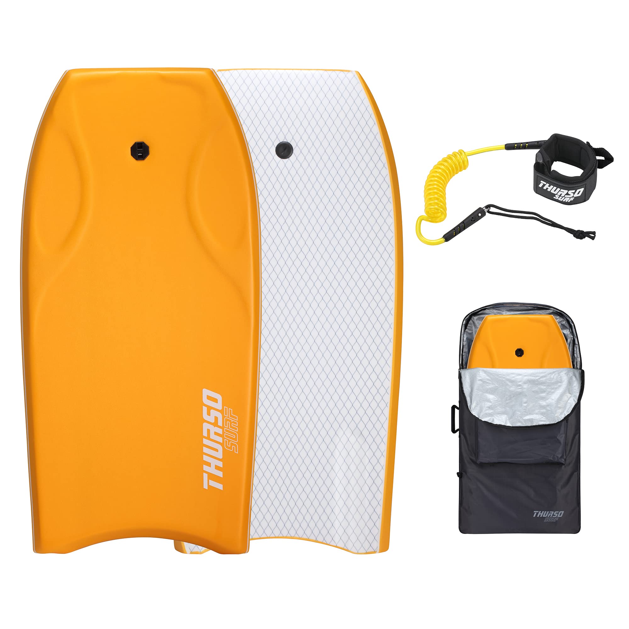 42-Inch Lightweight Bodyboard with Surf Leash & Carry Bag