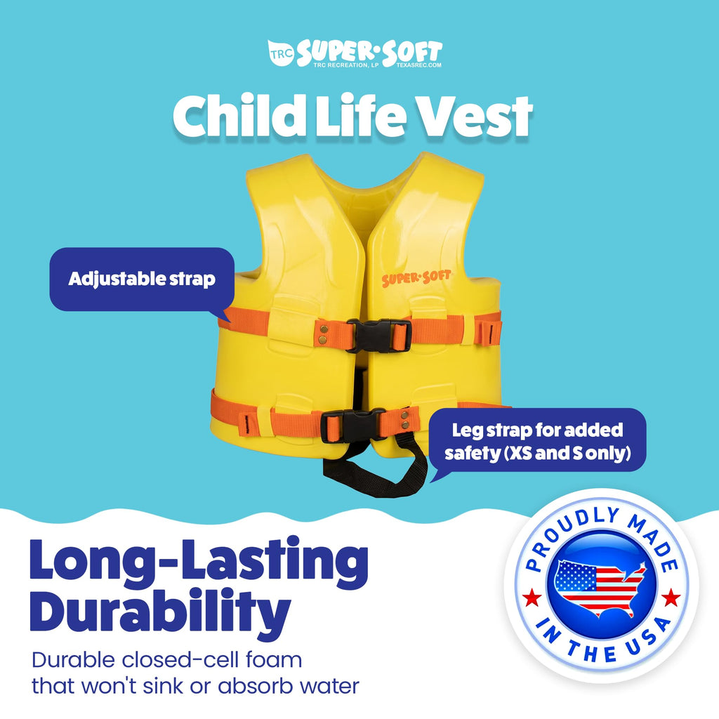 Super Soft Kids Life Jackets – Vinyl-Coated Foam Swim Vests, 2-Pack