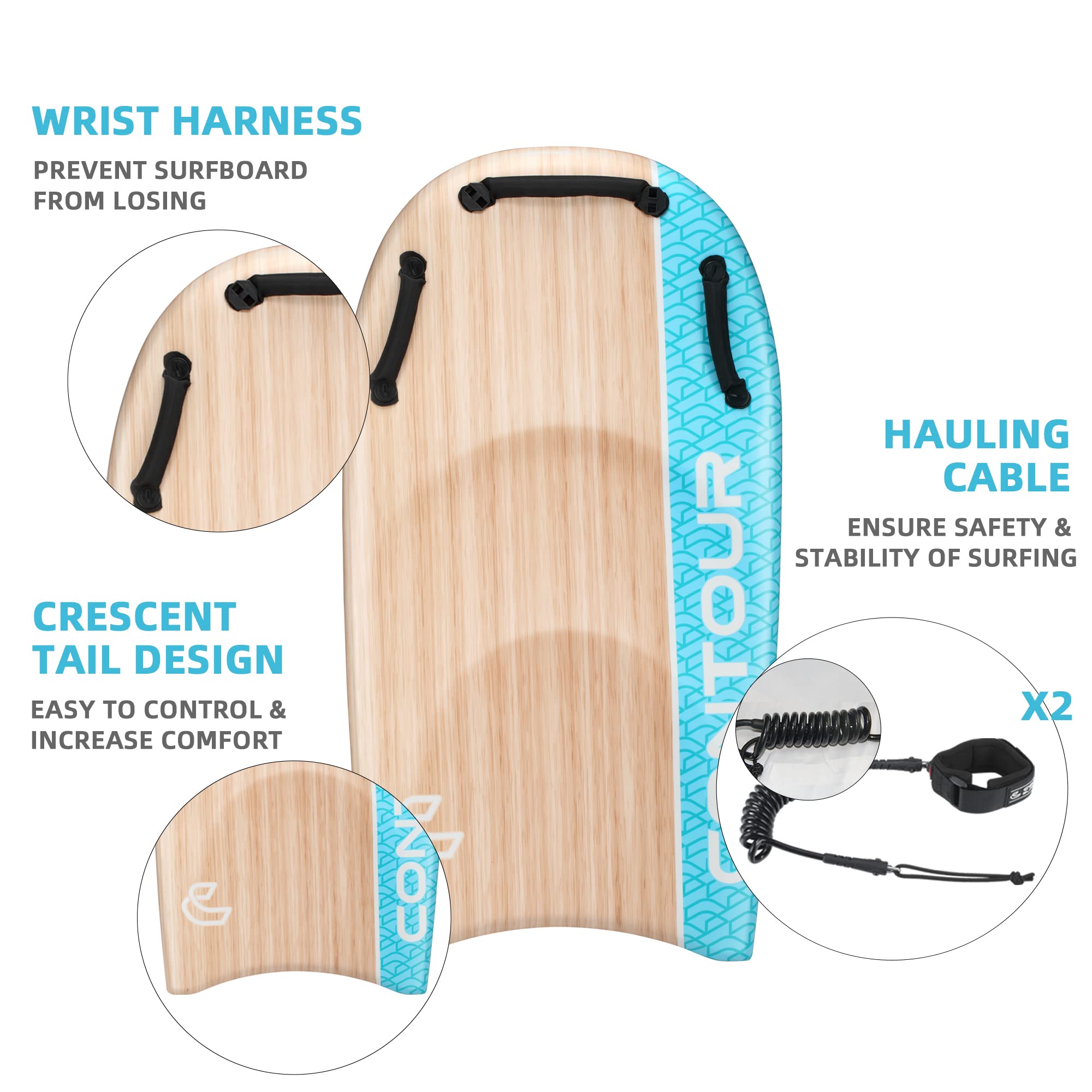 45-Inch Dual-Rider Bodyboard with Handles