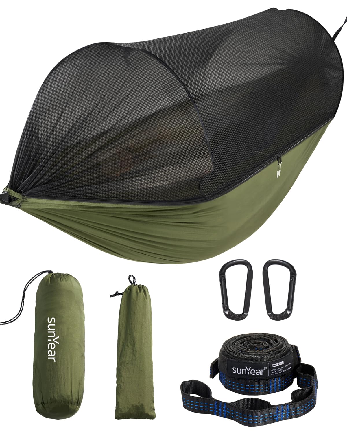 Sunyear Camping Hammock with Spacious Net, Single/Double,Outdoor&Indoor