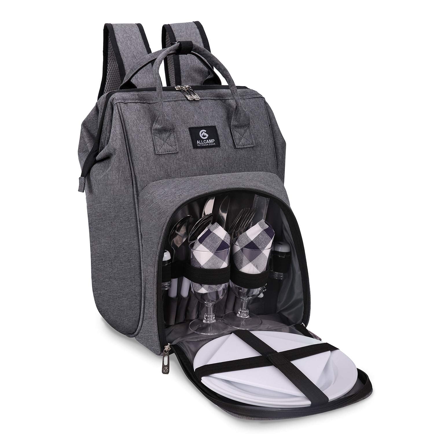 ALLCAMP Picnic Backpack with Blanket & Wine Holder