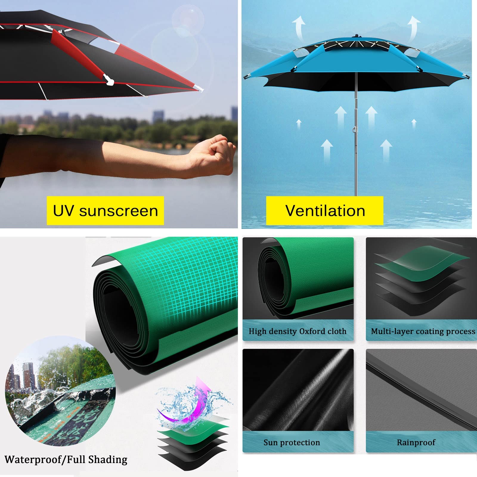 Waterproof Outdoor Sunshade Umbrella with Ground Anchor – Green