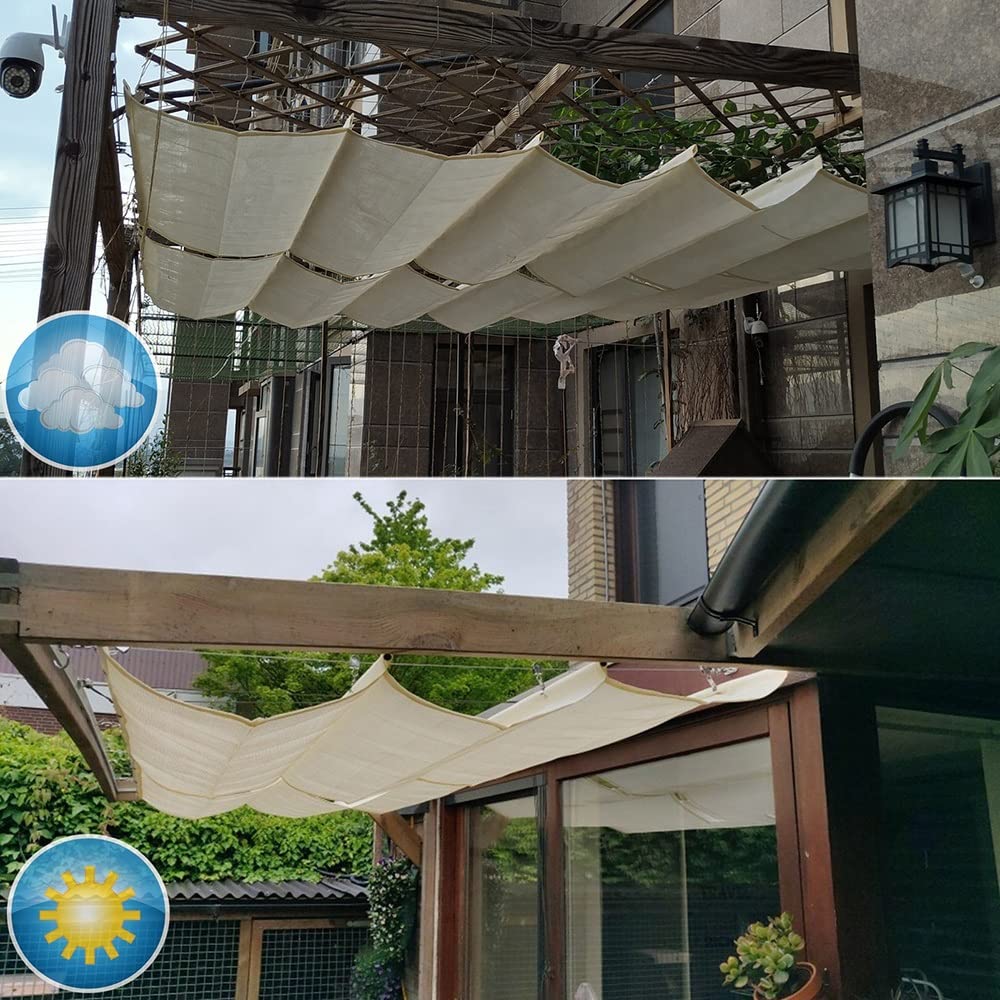 Retractable Waterproof Sun Shade Sail Canopy with Mounting Accessories