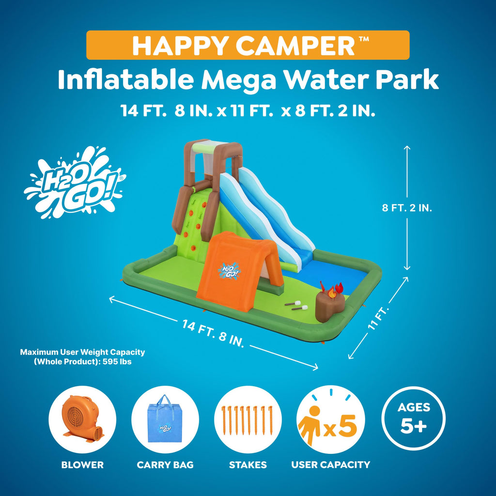 Inflatable Kids Water Park with Slide, Climbing Wall & Splash Pool