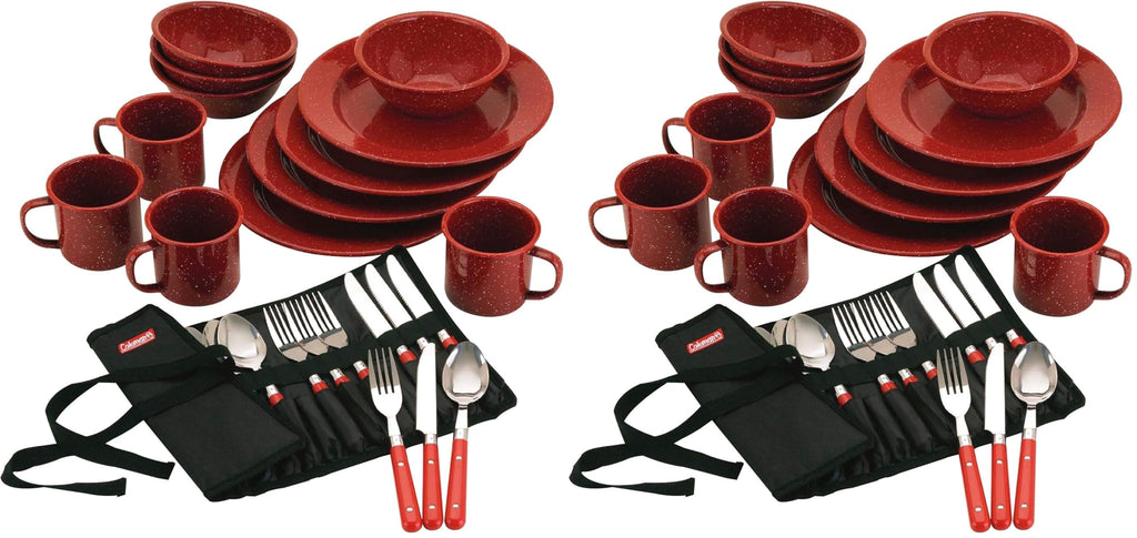 24-Piece Enamel Outdoor Dinnerware Set for 4