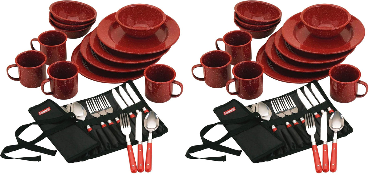 24-Piece Enamel Outdoor Dinnerware Set for 4