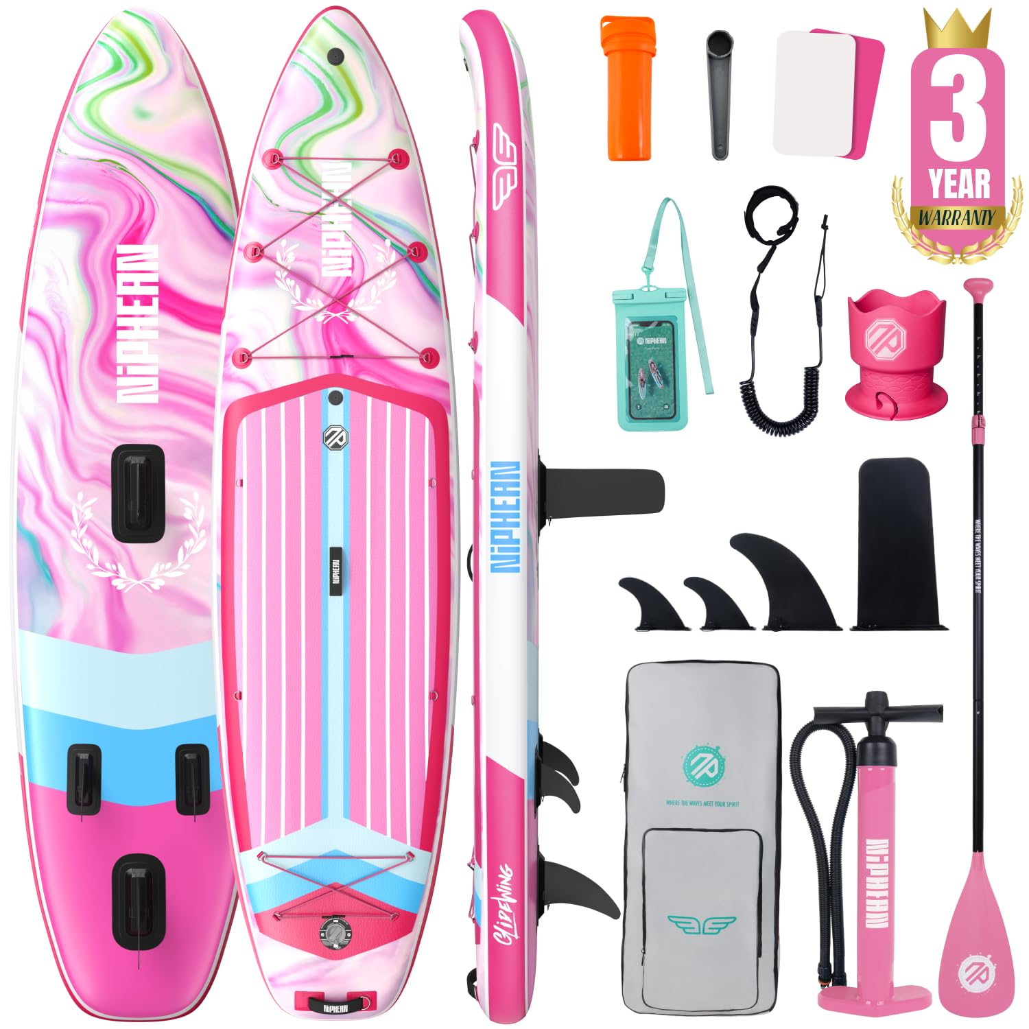 Niphean (Extra Large) Inflatable Paddle Board, SUP for 2+1 People/Family