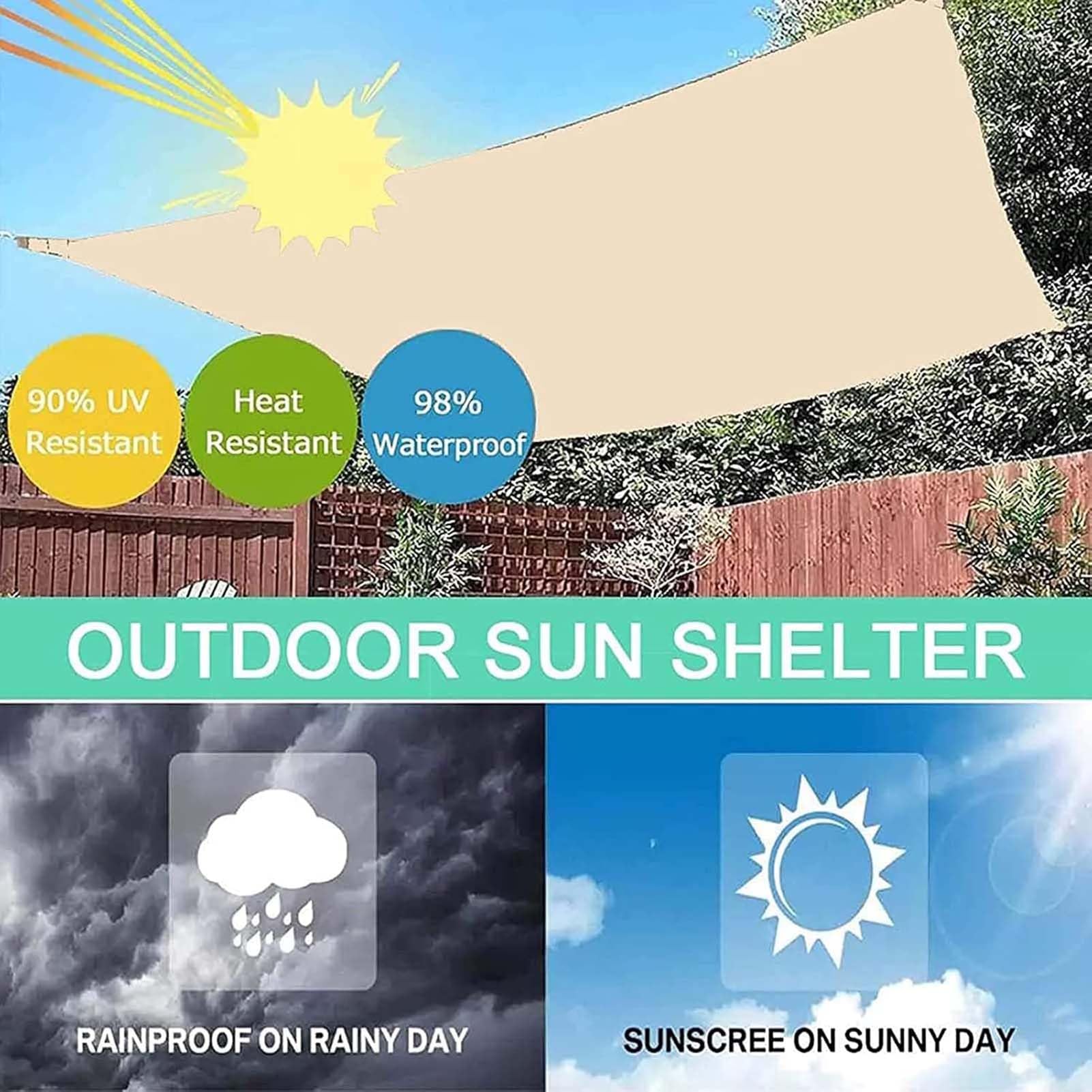 Waterproof Rectangular Sun Shade Sail for Patio & Garden