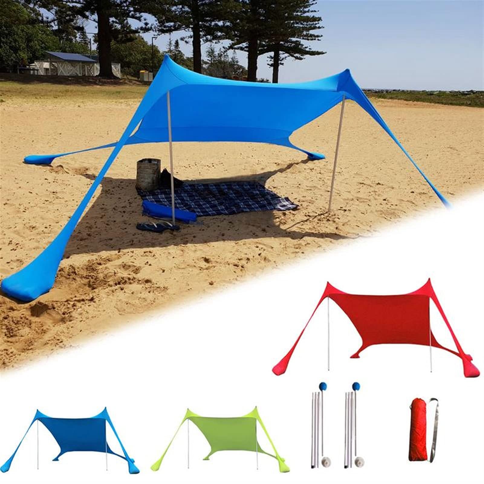 Lightweight Family Beach Sunshade Tent with Sandbag Anchors