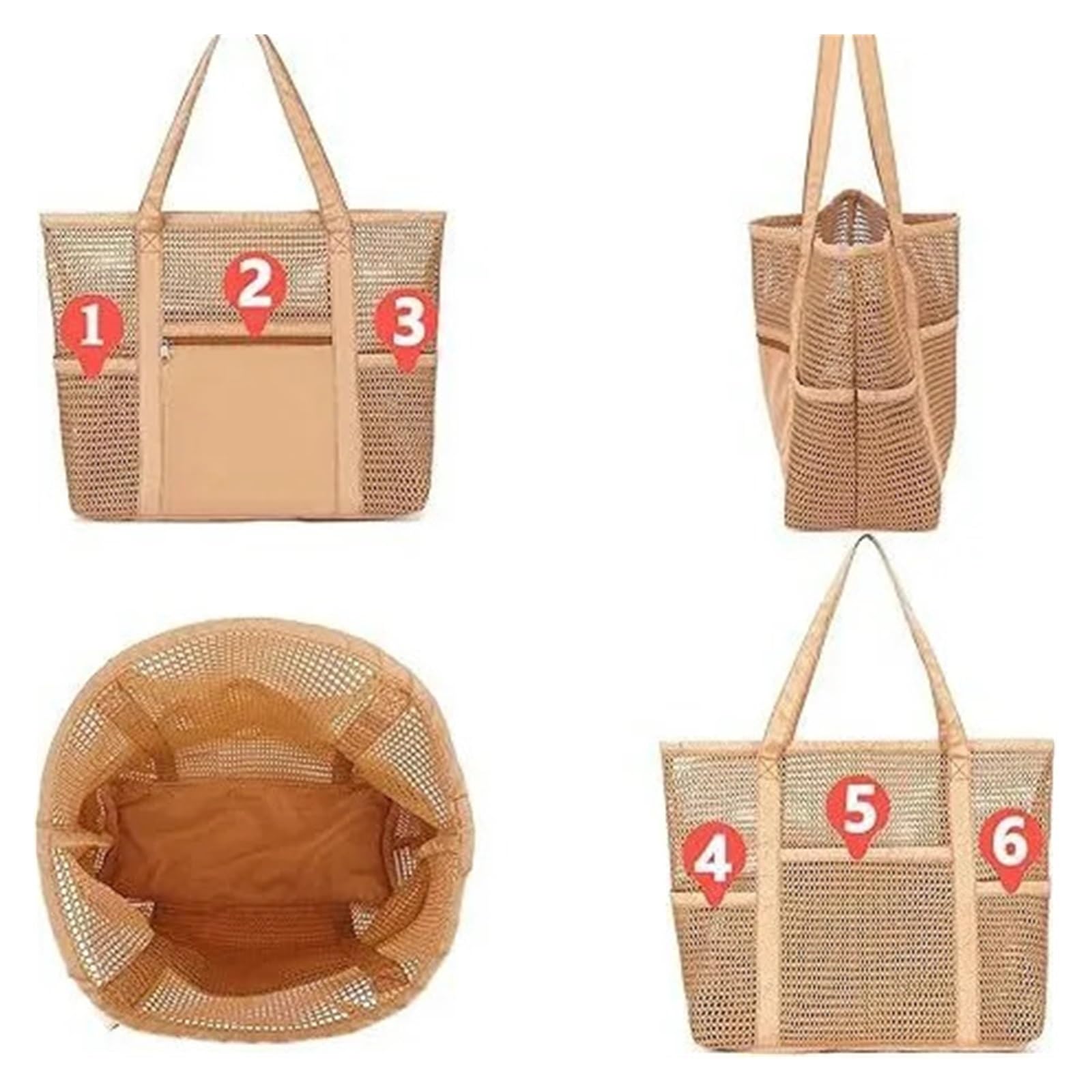 Large Mesh Beach Tote Bag with Shoulder Strap