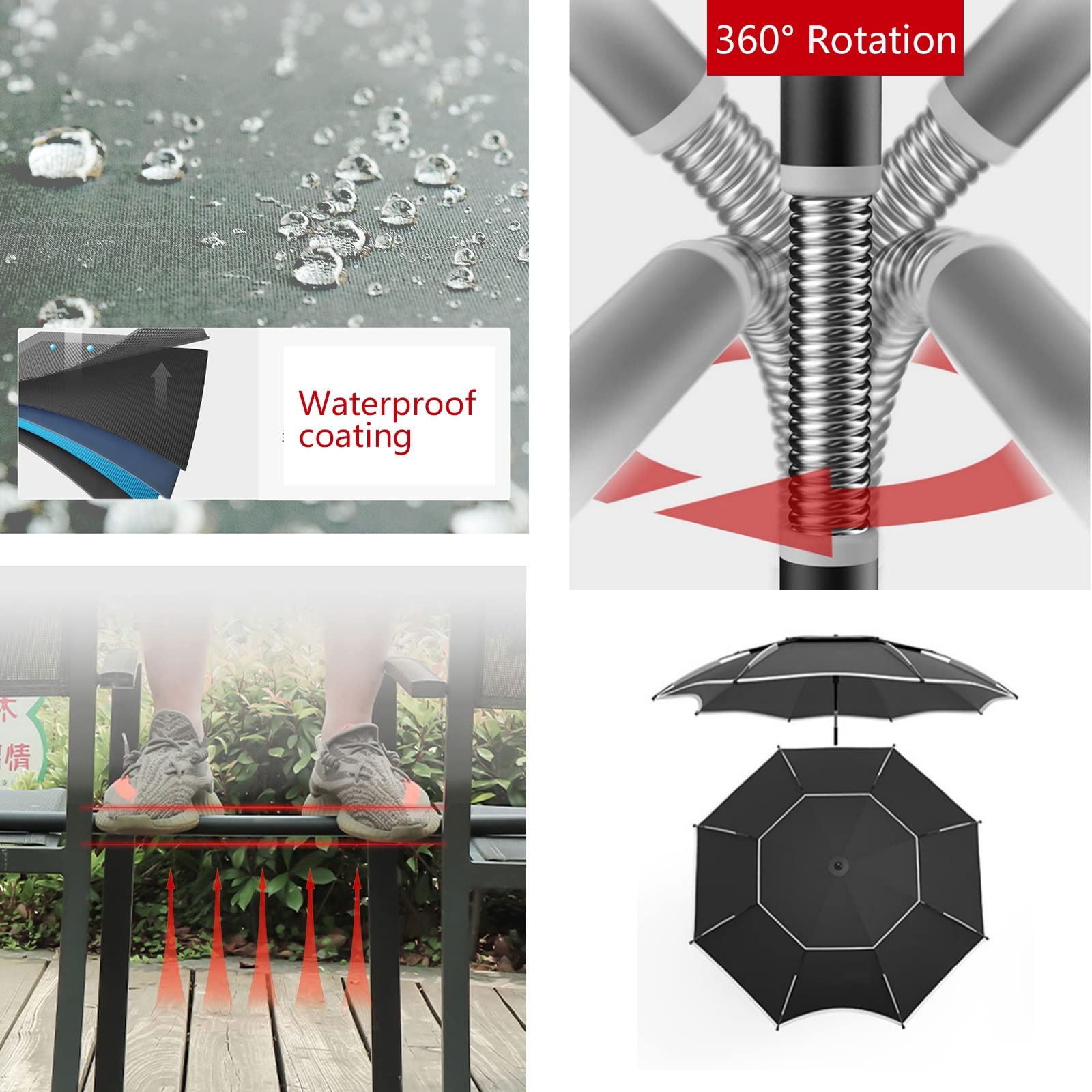 360° Tilting Waterproof Fishing & Beach Umbrella with Carry Bag