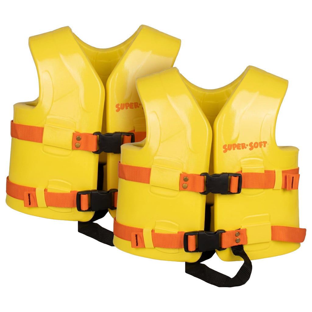 Super Soft Kids Life Jackets – Vinyl-Coated Foam Swim Vests, 2-Pack