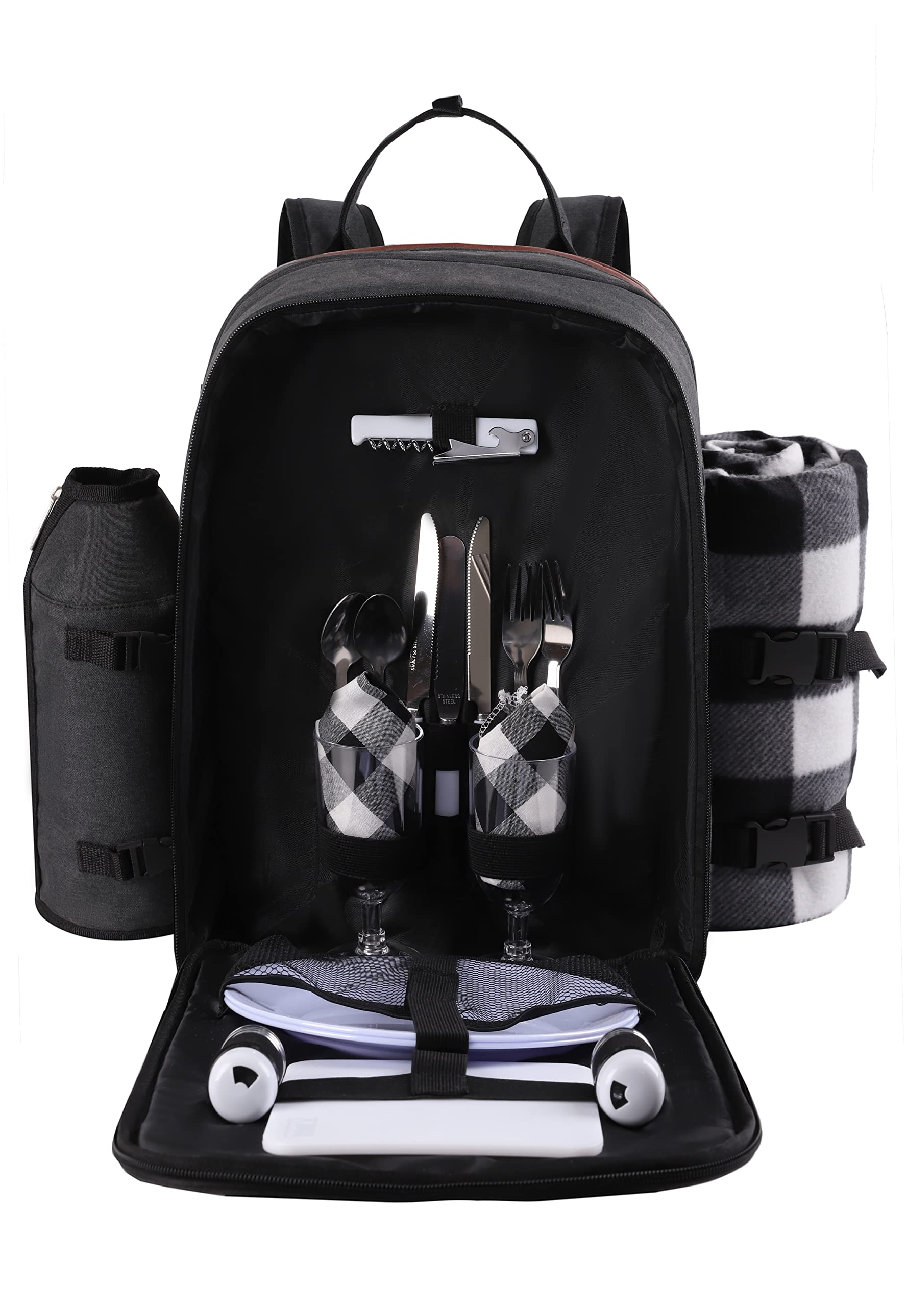ALLCAMP Picnic Backpack with Blanket & Wine Holder