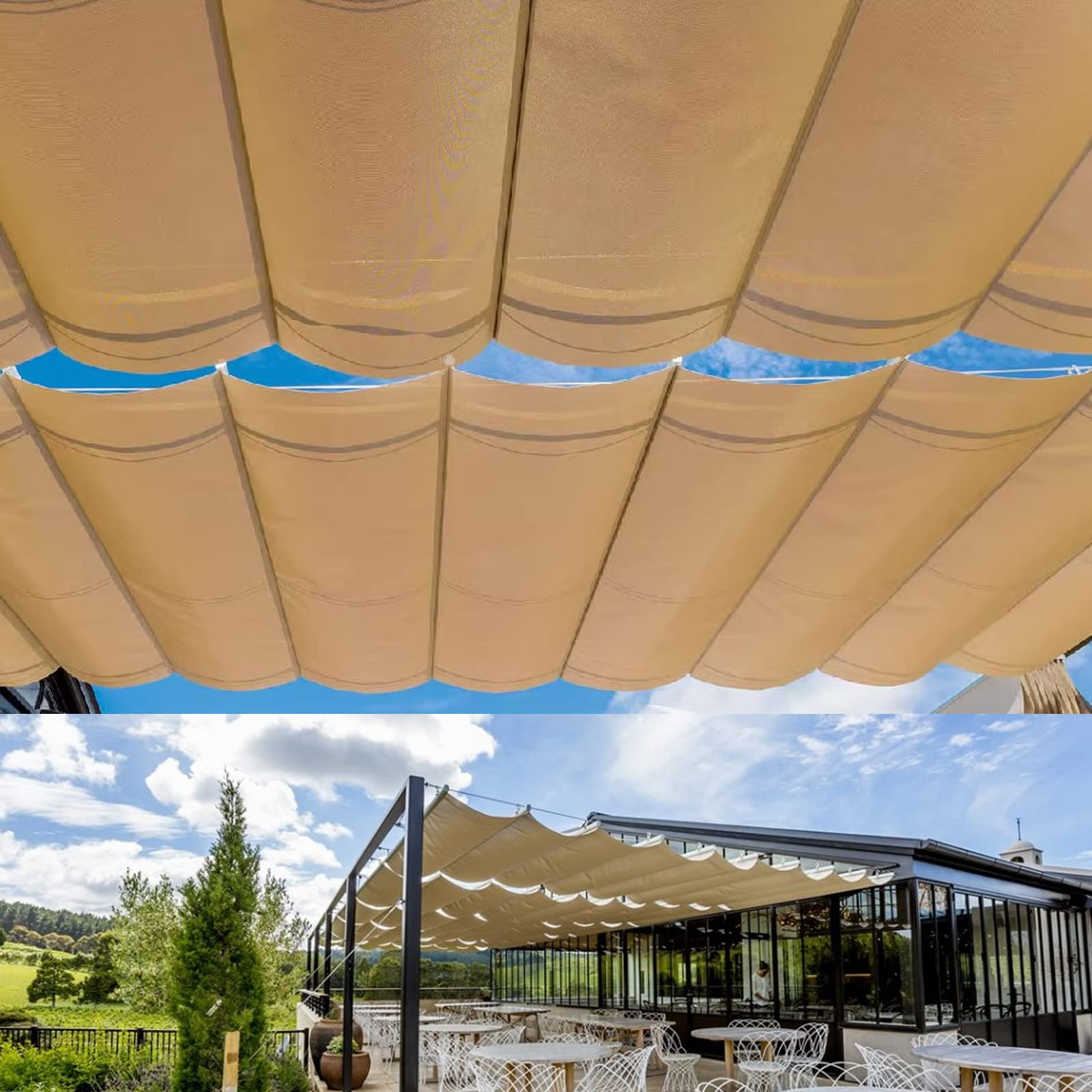 Retractable Rainproof Wave Sun Shade Sail with UV Protection