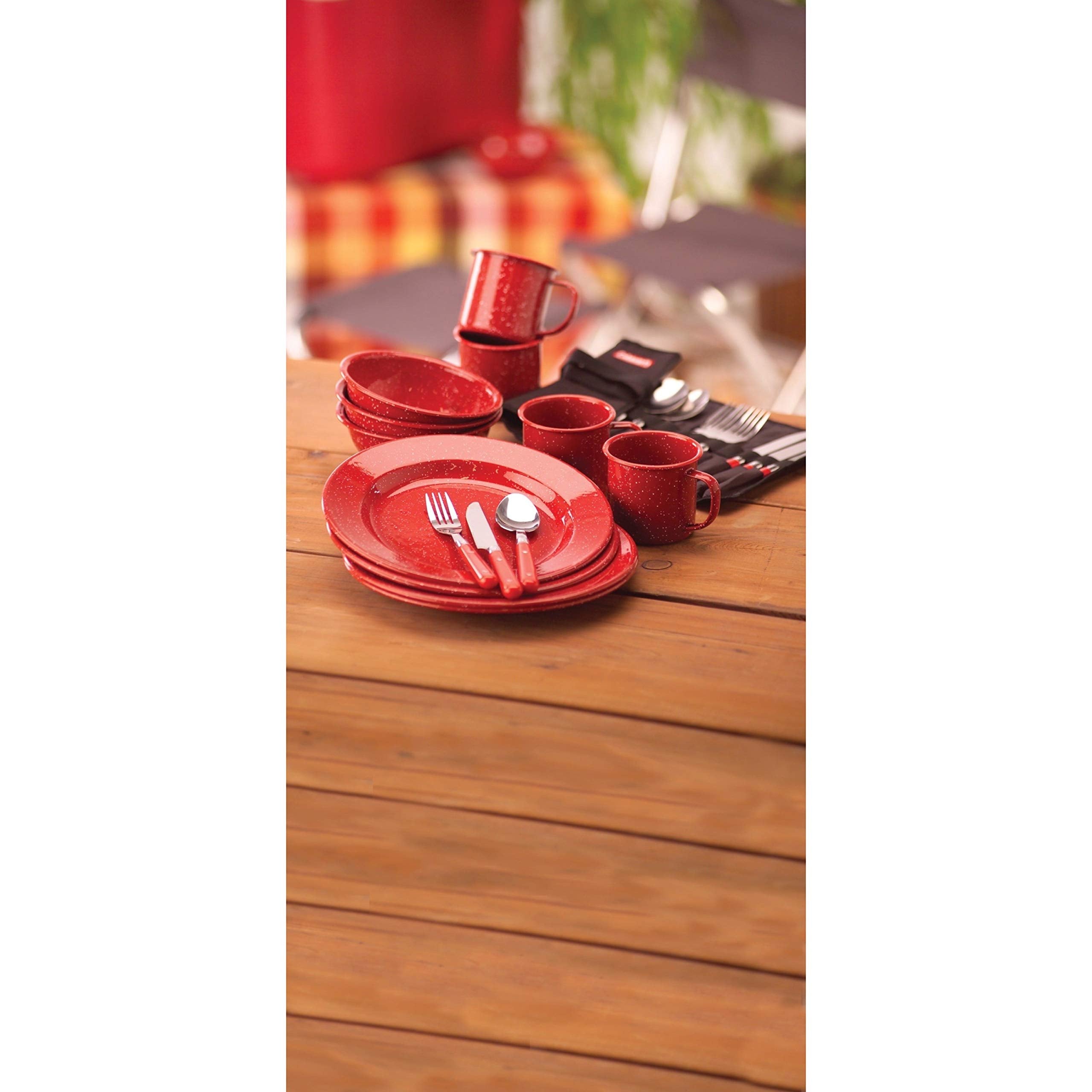 24-Piece Enamel Outdoor Dinnerware Set for 4
