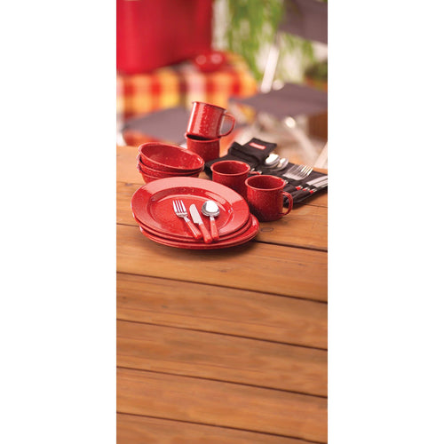 24-Piece Enamel Outdoor Dinnerware Set for 4