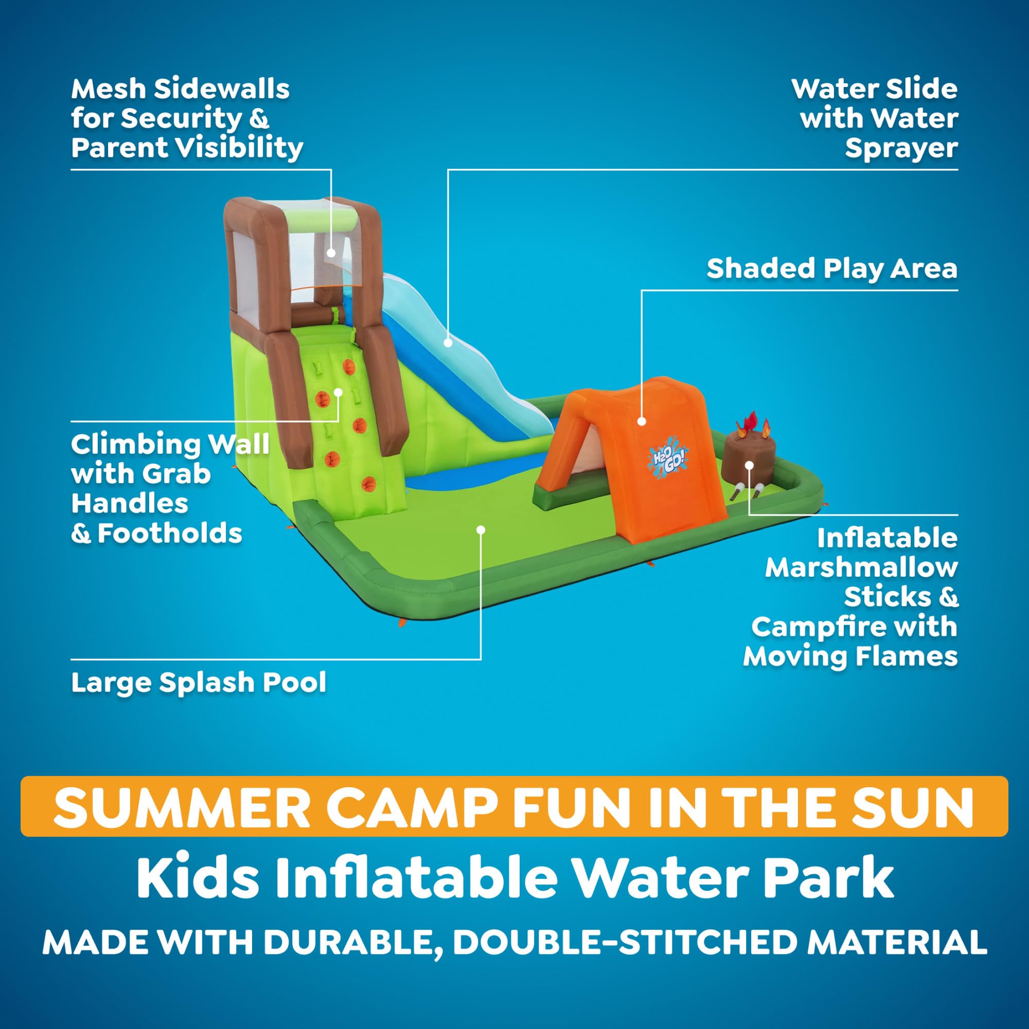 Inflatable Kids Water Park with Slide, Climbing Wall & Splash Pool