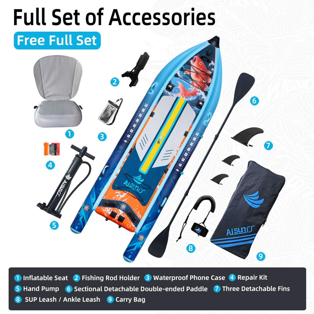 AISUNSS Fishing Paddle Board with SUP Accessories Include Non-Slip mat
