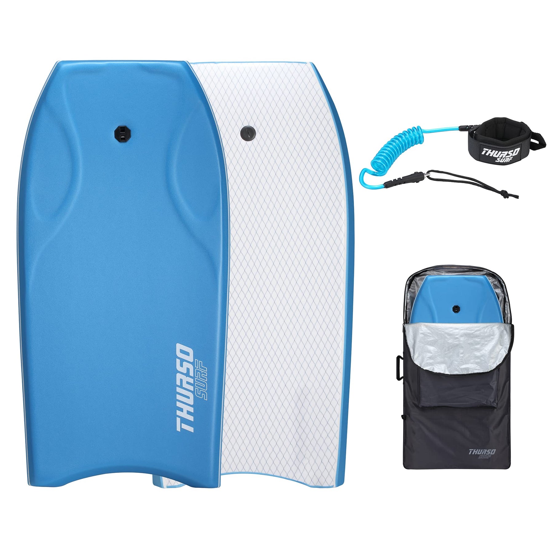 42-Inch Lightweight Bodyboard with Surf Leash & Carry Bag