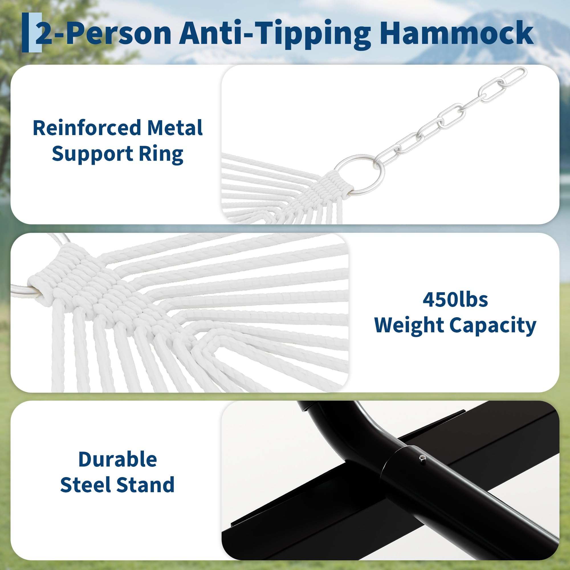 Heavy-Duty Hammock with Steel Stand & Carry Bag – 450 lb Capacity