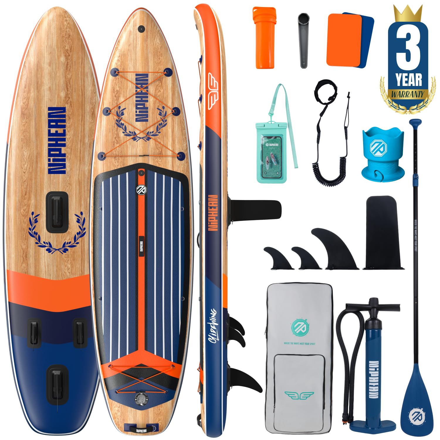 Niphean (Extra Large) Inflatable Paddle Board, SUP for 2+1 People/Family