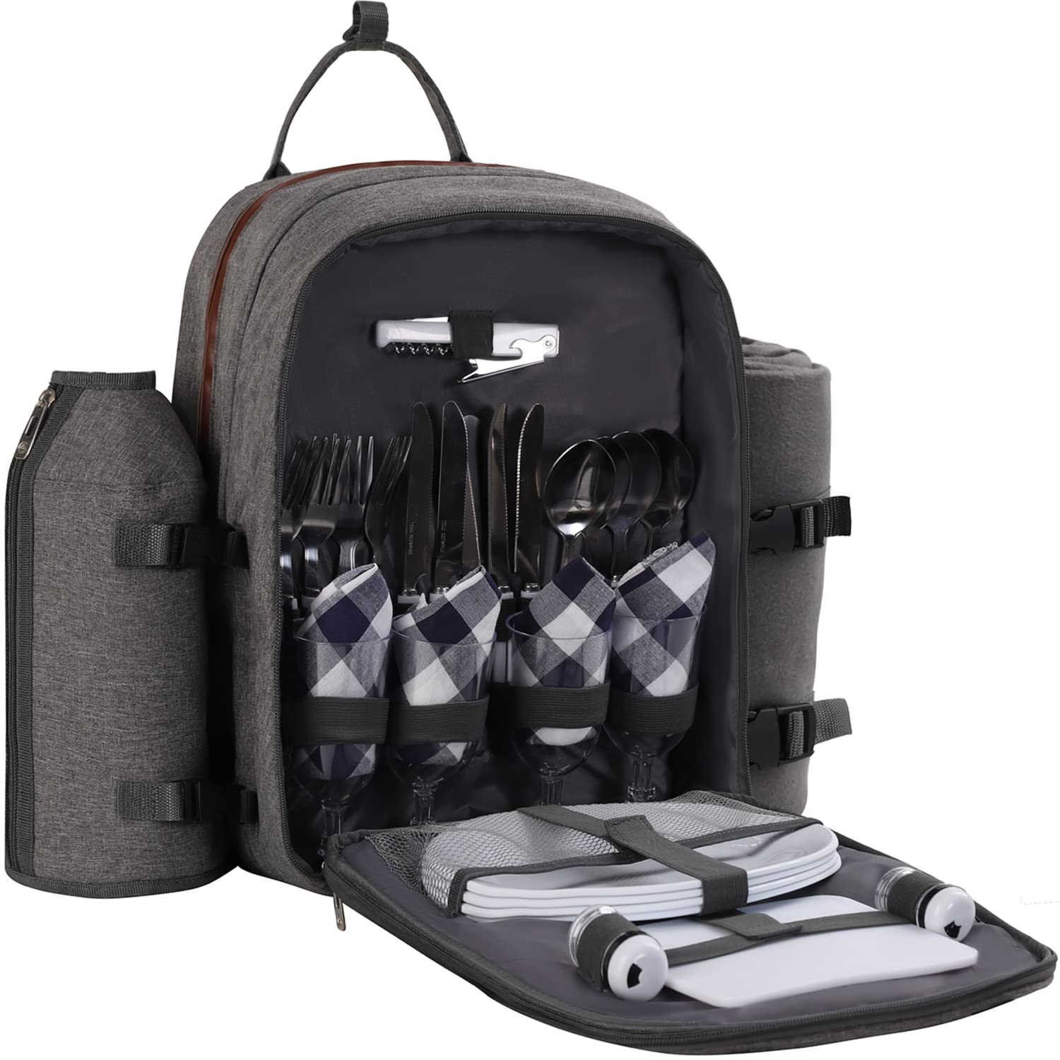 ALLCAMP Picnic Backpack with Blanket & Wine Holder