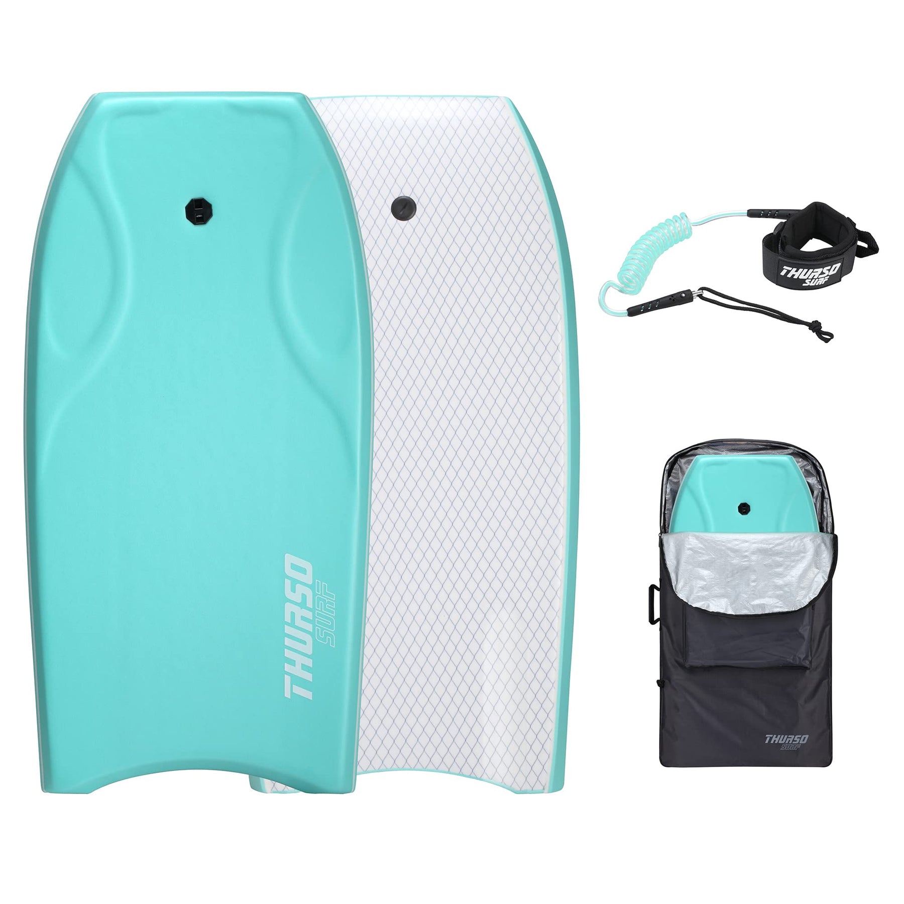 42-Inch Lightweight Bodyboard with Surf Leash & Carry Bag