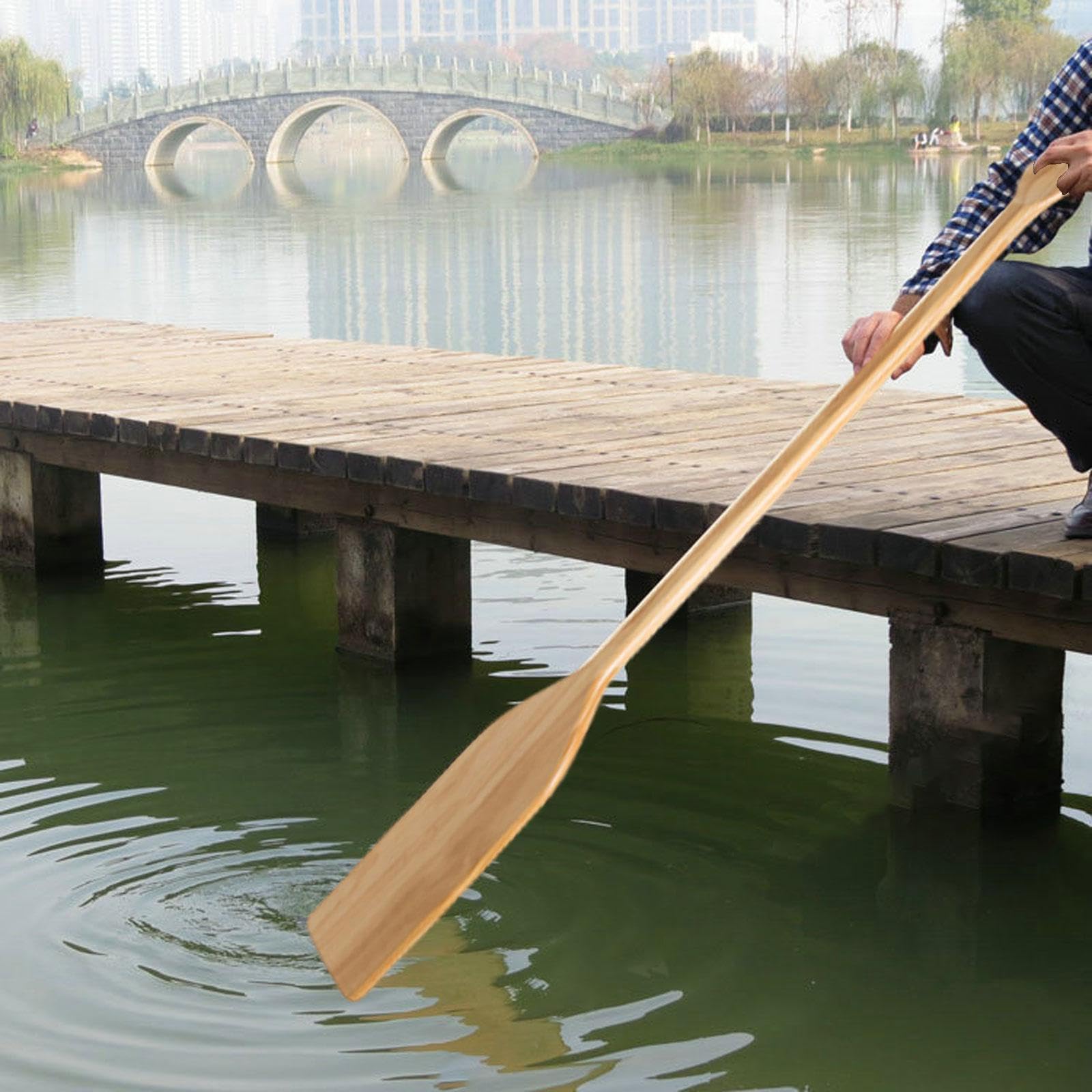 Wood Canoe Paddle with Ergonomic Handle – 106 cm