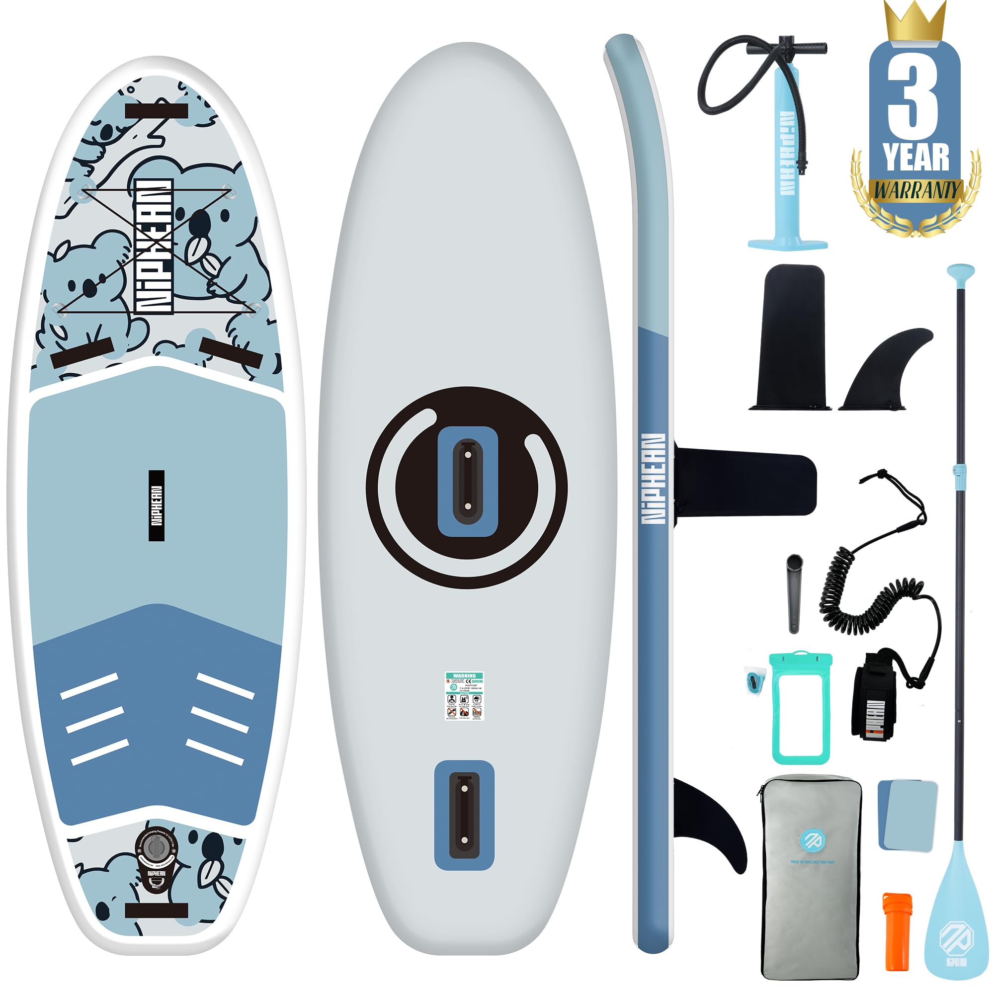 Niphean (Extra Large) Inflatable Paddle Board, SUP for 2+1 People/Family