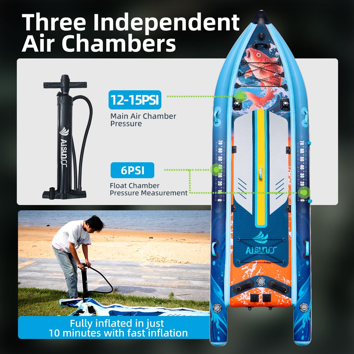 AISUNSS Fishing Paddle Board with SUP Accessories Include Non-Slip mat